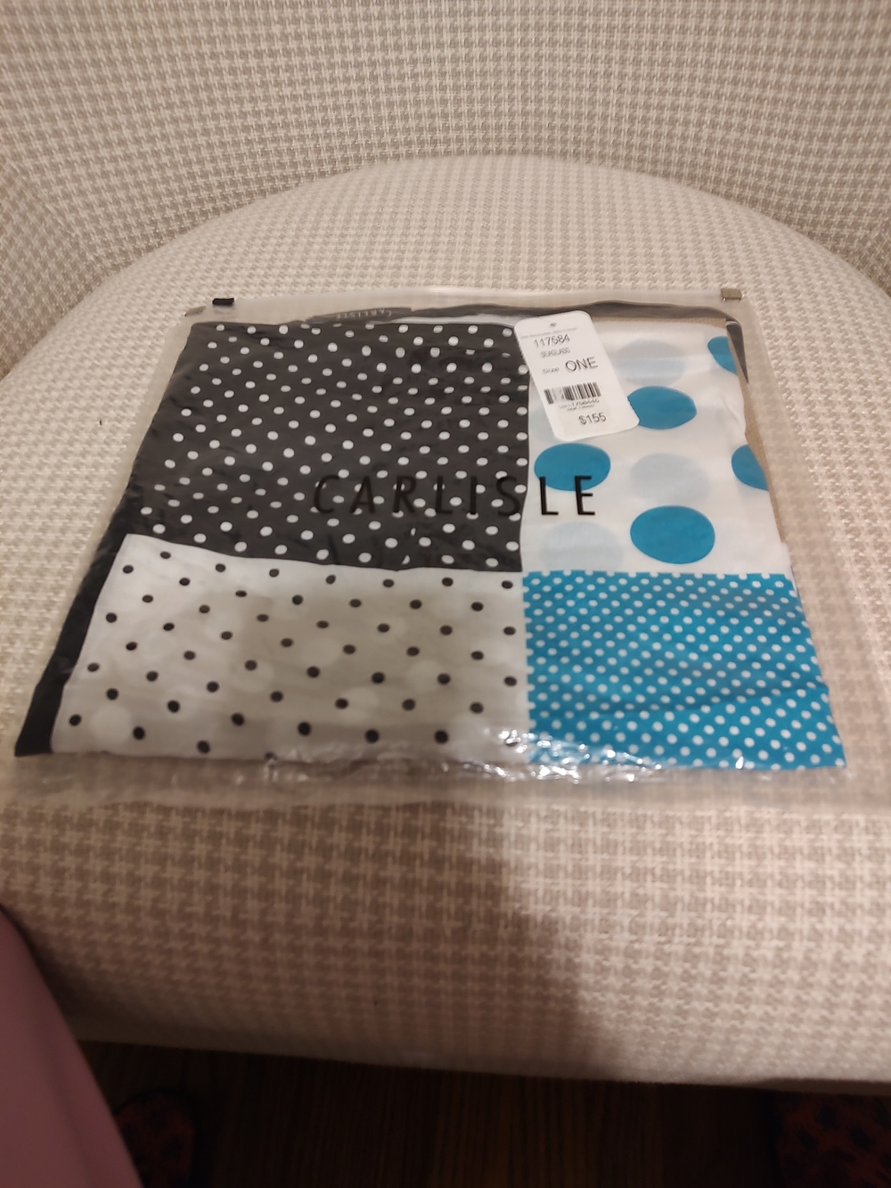 CARLISLE Polka Dot Scarf in Black, White & Turquoise